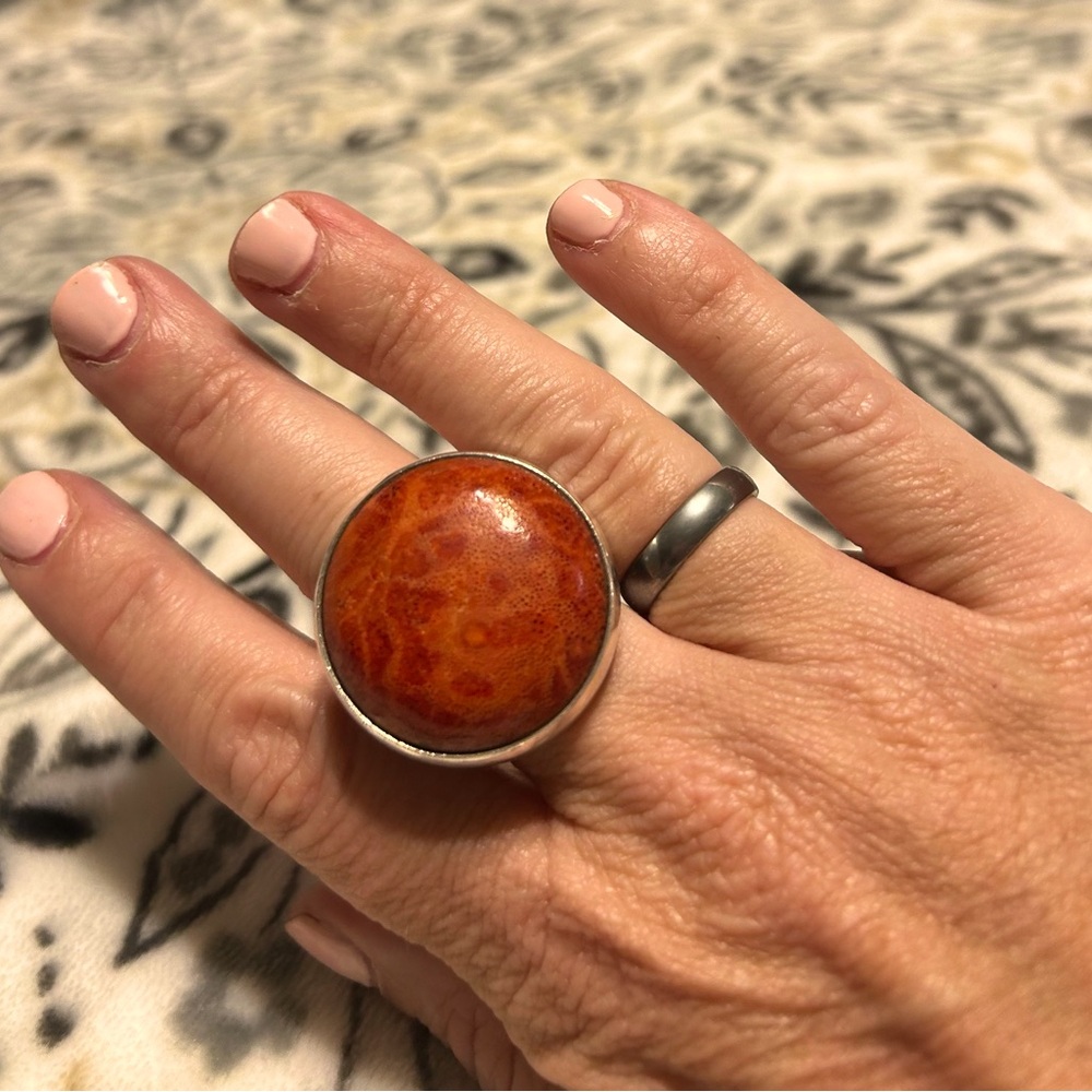 Unique Sponge Corral, Real Silver Ring - image 1